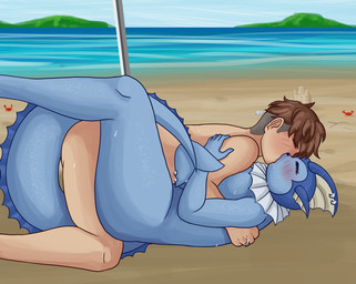 anthro anthrofied beach digit_ring duo female from_front_position jewelry kissing leg_wrap male male/female mating_press pokemorph ring romantic romantic_couple sex tail_wrapped_around_body wedding_ring rawarr nintendo pokemon dylan_(gammainks) valerie_(gammainks) eeveelution generation_1_pokemon human mammal pokemon_(species) vaporeon hi_res