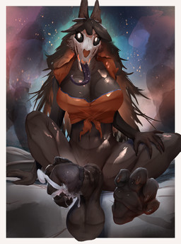 animal_genitalia animal_penis anthro autofootjob balls big_balls big_breasts big_feet big_penis black_body black_eyes black_fur black_hair black_tongue bodily_fluids bone bottomless bottomless_anthro breasts clothed clothing cum equine_genitalia equine_penis feet foot_fetish foot_play front_view fur genital_fluids genitals gynomorph hair huge_balls huge_penis hyper hyper_genitalia hyper_penis intersex masturbation penis pupils shirt sitting skull skull_head solo tied_shirt tongue tongue_out topwear white_pupils spectrumshift scp_foundation scp-1471-a malo hi_res