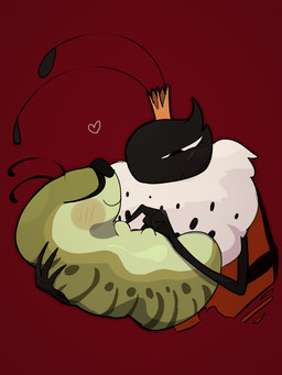 2_antennae ambiguous_gender antennae_(anatomy) anthro black_antennae black_body blush blush_lines blush_stickers countershading crown duo eyes_closed feral good_parenting green_body headgear heart_symbol holding_another holding_baby mouth_closed red_background ruff simple_background smile striped_body stripes wings young young_ambiguous young_feral pheromosa1111 disney hoppers_(disney) pixar insect_queen_(hoppers) titus_(hoppers) arthropod butterfly caterpillar insect larva lepidopteran monarch_butterfly 2026 digital_media_(artwork) hi_res japanese_description translated_description mother_(lore) mother_and_child_(lore) mother_and_son_(lore) parent_(lore) parent_and_child_(lore) parent_and_son_(lore) son_(lore)