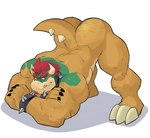 ass_up beard body_hair butt_hair claws exposed_ass facial_hair hair horn jack-o'_pose male muscular nude pose red_eyes red_hair solo spikes wristband zipperhyena mario_bros nintendo bowser koopa reptile scalie turtle hi_res