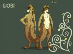 abs animal_genitalia anthro bangs biped butt casual_nudity digitigrade fully_sheathed genitals green_eyes hair jewelry male markings necklace nude ponytail sheath simple_background smile solo standing acethebigbadwolf dobi canid canine canis mammal wolf hi_res model_sheet