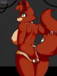 3:4 animatronic anthro anus big_breasts breasts butt canid canine clitoris compression_artifacts crossgender dark digital_media_(artwork) eyeshadow female five_nights_at_freddy's fox foxy_(fnaf) fur genitals grey_background grin hi_res kloudmutt looking_at_viewer looking_back looking_back_at_viewer machine makeup mammal nipples orange_eyes pussy red_body red_fur robot scottgames simple_background smile solo spread_pussy spreading wire