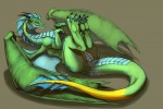 anus claws feet female feral genitals green_body hindpaw horn legs_up looking_at_viewer lying membrane_(anatomy) membranous_wings on_back paws presenting pussy simple_background smile solo tail thick_tail wings yellow_eyes syrinoth european_mythology mythology nixi dragon mythological_creature mythological_scalie scalie western_dragon 2012 hi_res