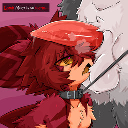 anthro balls big_balls bodily_fluids collar countershading drooling duo fur genitals heart_eyes heart_symbol leash leash_pull leashed_collar male male/male penis saliva steam tapering_penis gaogomon cult_of_the_lamb massive_monster_(studio) gaogomon_(oc) lamb_(cult_of_the_lamb) aquatic bovid caprine fish furred_shark mammal shark sheep absurd_res hi_res