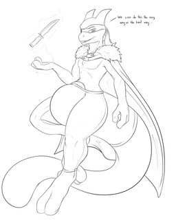 anthro bandana_on_head bandit_mask belly belt big_belly big_feet big_tail bulge cape clothing feet floating grin grinning_at_viewer knife leggings legwear levitating looking_at_viewer male mask paws psychic psychic_energy psychic_powers slightly_chubby smile smiling_at_viewer solo straps tail tailbutt text thick_tail threatening tight_leggings conditional_dnp samagthrav2 nintendo pokemon outlaw_(tazzycybersnake) generation_1_pokemon legendary_pokemon mewtwo pokemon_(species) 4:5 absurd_res english_text hi_res monochrome