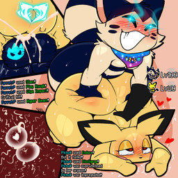 aggressive_fertilization anthro ball_tattoo balls big_butt blush bodily_fluids butt butt_from_the_front cum cum_in_vagina cum_inside doggystyle ejaculation female from_behind_position gameplay_mechanics genital_fluids genital_tattoo genitals heart_eyes heart_symbol huge_butt impregnation level_drain looking_pleasured male male/female ovum ovum_with_heart penetration sex sperm_dominating_ovum sweat tattoo text vaginal vaginal_penetration womb_tattoo softestpuffss nintendo pokemon pokemon_mystery_dungeon spike_chunsoft alpha_pokemon furret generation_2_pokemon pichu pokemon_(species) 1:1 english_text hi_res
