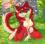 anthro ball begging bodily_fluids breasts double_helix drooling featureless_breasts female fence fetch good_girl grass heart_symbol kneeling nude paws plant saliva solo tail tennis_ball yard cassarts taro canid canine canis mammal wolf cass_(disambiguation) 2024 absurd_res hi_res