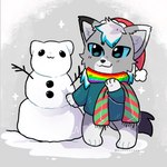 anthro bundled_up christmas_clothing christmas_headwear clothing happy hat headgear headwear holidays lgbt_pride male pride_colors santa_hat scarf six-stripe_rainbow_pride_colors snow snowing snowman solo sweater topwear belovedfoxx christmas dante_kinkade canid canine canis mammal wolf 1:1