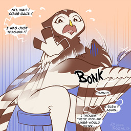 ambiguous_gender anthro beak butt chair defeated dialogue distressed eyelashes failed_attempt feathered_tail feathered_wings feathers femboy flirting flirting_with_viewer furniture leaning looking_at_viewer lying male motion_lines on_chair on_front open_mouth raised_hand rejection sad sexual_frustration simple_background sitting sitting_on_chair solo speech_bubble tail talking_to_viewer text white_body wings yelling rozalid urowlensis avian bird owl strix_(genus) true_owl ural_owl 1:1 english_text hi_res