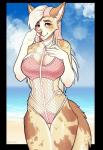 anthro beach belly_cutout big_breasts breasts clothing curvy_anthro curvy_female curvy_figure cutout embarrassed female fishnet_clothing fishnet_swimwear fluffy fluffy_tail hair hourglass_figure hourglass_figured_anthro hourglass_figured_female inner_ear_fluff long_hair navel pink_clothing pink_eyes pink_hair pink_one-piece_swimsuit pink_swimwear seaside smile solo swimwear tail thigh_up translucent translucent_clothing translucent_swimwear tuft wide_hipped_anthro wide_hipped_female wide_hips porin reign_(scfiii) canid canine canis domestic_dog mammal 2019 alpha_channel digital_media_(artwork) hi_res