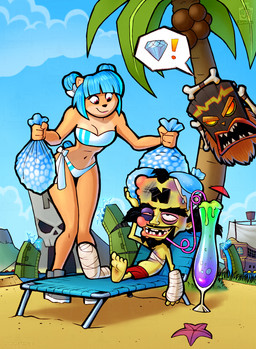 4_fingers 4_toes angry anthro arm_cast balding bandage bandeau bandeau_bikini bandeau_bra bangs barefoot beach beard beverage bikini blue_hair bone bow_tie breasts bruised bruised_chest bruised_eye bruised_face bruised_head cast chair clothing coconut drinking_straw drupe_(fruit) electricity facial_hair feet female fingers food footwear fruit furniture group hair hair_bun head_bump holding_bag ice ice_bag island leg_cast lounge_chair machine male mask missing_teeth palm_tree plant ribbons sharp_teeth ship shoes silly_straw skull small_breasts smile speech_bubble swelling swimming_trunks swimwear teeth toes topwear tree two-piece_swimsuit umbrella_drink vehicle water watercraft wounded juxtapex activision crash_bandicoot:_warped crash_bandicoot_(series) crash_team_racing_(series) crash_team_racing_nitro-fueled naughty_dog sony_corporation sony_interactive_entertainment doctor_neo_cortex megumi_bandicoot uka_uka animate_inanimate aquatic asterozoan bandicoot echinoderm human living_mask mammal marsupial starfish hi_res