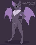 anthro balls bat_ears bat_nose bat_wings fangs fur genitals green_eyes humanoid_genitalia humanoid_penis looking_at_viewer male membrane_(anatomy) membranous_wings neck_tuft nude nude_anthro nude_male open_mouth penis purple_body purple_fur short_tail simple_background smile solo tail teeth tongue tongue_out tuft white_body white_fur wings maddworld bat mammal digital_media_(artwork) hi_res