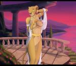 anthro anthrofied big_breasts black_bars breasts detailed_background disney evening felid female fur genitals hi_res jewelry letterbox lion mammal nala_(the_lion_king) navel nipples nude outside pantherine pussy quarko-muon sky solo standing the_lion_king