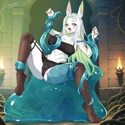 ahegao anthro female fur imminent_sex injection_tentacle looking_pleasured restrained restrained_by_tentacles slime solo tentacles white_body white_fur eblewarka9 lagomorph mammal 1:1 hi_res