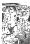 age_difference anthro canid canine canis comic dialogue duo english_text erection felid genitals gift greyscale humanoid_genitalia humanoid_penis jin_(artist) licking male male/male male_penetrated male_penetrating male_penetrating_male mammal mature_anthro mature_male monochrome oral pantherine penetration penile penis penis_lick poking_out sex tenting text tiger tongue tongue_out wolf