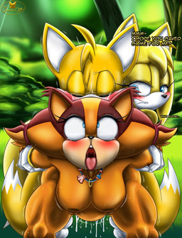 ahegao ambiguous_penetration anthro big_breasts bite biting_lip biting_own_lip blush bodily_fluids breasts cum cum_inflation cum_inside duo ejaculation excessive_cum excessive_genital_fluids eyelashes female fucked_silly genital_fluids hands_behind_back inflation long_eyelashes looking_pleasured lustful_gaze male male/female motion_lines muscular muscular_female muscular_thighs nipples nude open_mouth orgasm orgasm_face penetration self_bite sex small_breasts sweat sweatdrop tears tears_of_pleasure tongue tongue_out wrist_grab foxium sega sonic_boom sonic_the_hedgehog_(series) miles_prower sticks_the_jungle_badger zooey_the_fox badger canid canine fox mammal mustelid musteline red_fox true_fox absurd_res hi_res