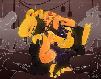 2_penises anal anal_penetration animal_genitalia animal_penis anus blue_fruit_(rain_world) bodily_fluids claws dripping feral gangbang genital_fluids genitals glowing glowing_genitalia glowing_markings glowing_penis grin group group_sex hemipenes holding_penis leaking_precum licking licking_lips looking_at_another looking_pleasured male male/male markings multi_genitalia multi_penis multicolored_body oral penetration penile penis penis_lick precum precum_drip saliva saliva_drip saliva_on_face saliva_on_penis saliva_on_tongue saliva_string seductive sex shelter_(rain_world) silhouette smile teeth tongue tongue_out jasucharm rain_world videocult watcher_(rain_world) lizard_(rain_world) slugcat yellow_lizard_(rain_world) colored hi_res line_art shaded