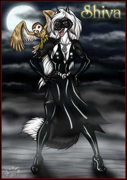 anthro belly black_body black_eyes black_fur boots breasts brown_body brown_feathers claws cleavage clothed clothing cloud dipstick_tail dress duo fangs feathered_wings feathers female footwear fur hair high_heeled_boots high_heels jewelry legwear markings moon necklace night open_mouth red_eyes shoes silverblack tail tail_markings teeth thigh_boots thigh_highs white_belly white_body white_feathers white_fur white_hair wings eggplantman gandalf_the_owl avian barn_owl bird canid canine fox mammal owl tyto tytonid vampire 2011 hi_res