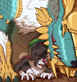 5_fingers against_surface ahegao anal anal_penetration animal_genitalia animal_penis anthro anthro_on_feral anthro_penetrated bareback bestiality big_knot big_penis biped black_body black_eyebrows black_fur black_hair black_nose blue_eyes brown_body brown_markings butt canine_genitalia canine_penis claws dominant dominant_feral dominant_male duo eyebrows facial_piercing feral feral_on_top feral_penetrating feral_penetrating_anthro fingers fluffy fluffy_tail from_behind_position fucked_silly fur genitals green_body green_scales hair knot larger_feral larger_male lip_piercing looking_pleasured male male/male male_anthro male_feral male_on_feral male_penetrated male_penetrating male_penetrating_male markings mounting muscular muscular_anthro muscular_male nude nude_anthro nude_male on_ground orgasm orgasm_face penetration penile penile_penetration penis penis_in_ass piercing pink_hair pubes pupils red_tongue scales sex sharp_teeth simple_background size_difference slim slit_pupils smaller_anthro smaller_male spiked_penis spikes spikes_(anatomy) submissive submissive_anthro submissive_male tail teeth text tongue tongue_out white_body white_fur white_hair white_pubes yellow_spikes khayen capcom monster_hunter rhux_(luke_reinhard) border_collie canid canine canis collie domestic_dog fanged_wyvern herding_dog mammal monster pastoral_dog scalie sheepdog zinogre 2025 absurd_res artist_name colored digital_drawing_(artwork) digital_media_(artwork) english_text hi_res signature