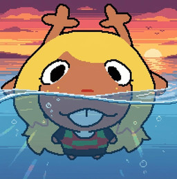 air_bubble anthro antlers big_head biped black_bottomwear black_clothing black_skirt blonde_hair bottomwear brown_body brown_fur buckteeth checkered checkered_clothing checkered_topwear clothed clothing detailed_background female female_anthro fisheye_lens freckles front_view fur hair horn lake long_hair looking_at_viewer mouth_closed outside partially_submerged pattern_clothing pattern_topwear red_nose round_head skirt snout snowgrave solo sunset sweater swimming teeth topwear asepriterico third-party_edit deltarune noelling_(meme) undertale_(series) noelle_holiday deer mammal new_world_deer reindeer 2025 aseprite_(artwork) digital_media_(artwork) english_description meme pixel_(artwork) reaction_image