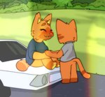 bottomless car clothed clothing eyelashes fangs female fur male orange_body orange_fur polaroid_photo purple_eyes sitting teeth vehicle crushpepper peri_(crushpepper) pimento_(crushpepper) domestic_cat felid feline felis mammal better_version_at_paywall