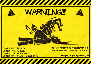 antennae_(anatomy) anthro big_breasts bodily_fluids breasts butt caution_sign caution_stripes dominant dominant_female duo female female_penetrated fur genital_fluids genitals hair imminent_death imminent_rape imminent_sex looking_at_viewer male male/female monster_fucking_sign nude open_mouth penetration sex sign simple_background smile symbol tail text thick_thighs warning warning_sign warning_symbol wings yellow_body khalfy_kun rebekah_(khalfy_kun) arthropod bee hymenopteran insect mammal pup_bee absurd_res digital_media_(artwork) english_text hi_res