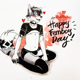 anthro blush bulge cheek_tuft choker clothed clothing crossdressing facial_tuft fangs heart_symbol jewelry kneeling legwear looking_at_viewer male navel necklace open_mouth open_smile panties simple_background skimpy smile solo teeth text three-quarter_view topwear tuft underwear unsigned akatan_art canid canine fox mammal 1:1 english_text full-length_portrait partially_colored portrait traditional_media_(artwork)