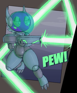 3_toes big_eyes blush blush_stickers casual_nudity eyelashes featureless_crotch feet female fingers front_view green_body grey_body gun half-closed_eyes halftone_shading holding_gun holding_object holding_ranged_weapon holding_rifle holding_weapon jumping laser laser_gun laser_rifle machine mouth_closed multicolored_body narrowed_eyes not_furry nude ranged_weapon rifle screen screen_face shooting solo text thick_thighs toes unimpressed visor weapon wide_hips lizardfungus cc-by-nc-nd creative_commons rapid_michelle_(lizardfungus) humanoid robot robot_humanoid aliasing binary_drawing digital_drawing_(artwork) digital_media_(artwork) full-length_portrait halftone portrait