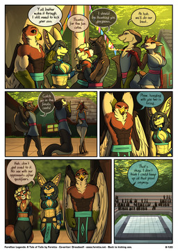 abs anthro apode arena big_breasts black_body black_fur black_hair black_sclera blonde_hair blowing_kiss blue_eyes breast_size_difference breasts brown_body brown_fur brown_hair chest_tuft cleavage clothed clothing dialogue elemental_manipulation eyes_closed female fire fire_manipulation fur furgonomics gloves_(marking) green_eyes hair horn inner_ear_fluff legless looking_at_another looking_back looking_back_at_another magic male markings midriff muscular muscular_female muscular_male navel no_underwear orange_body orange_fur purple_eyes rear_view serpentine small_breasts solarin_magic standing tan_body tan_fur text tuft walking white_body white_fur yellow_body yellow_fur feretta tale_of_tails birk_blackbeak fenavi_montaro morgan_laranda ailurid avian bird bovid canid canine caprine draconcopode falcon falconid fennec_fox fox goat mammal naga red_panda reptile scalie snake snake_naga true_fox 2025 comic english_text hi_res url herm_(lore)