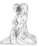 anthro apode breasts female genitals legless machine nipples non-mammal_breasts non-mammal_nipples open_mouth pussy serpentine simple_background snake_hood solo synthetic tongue tongue_out darklord92 android draconcopode naga reptile robot scalie snake synth_(vader-san) 2019 digital_media_(artwork) hi_res monochrome sketch