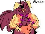 anthro arm_tuft claws elbow_tuft fangs hair long_hair male mane overweight overweight_male solo standing tail teeth tuft twilighterm winnie_(twilighterm) species_request 4:3 hi_res signature