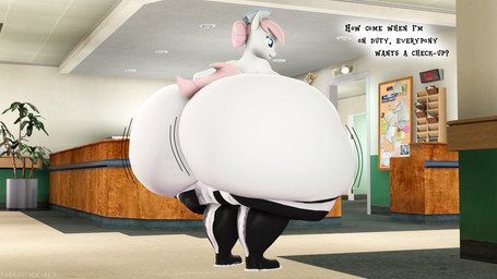 anthro big_butt butt clothing dialogue female huge_butt hyper hyper_butt legwear nurse rear_view solo text thick_thighs thigh_highs pinkierawr friendship_is_magic hasbro my_little_pony nurse_redheart_(mlp) equid equine horse mammal pony 16:9 3d_(artwork) digital_media_(artwork) english_text hi_res widescreen