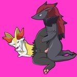 anal anal_penetration anthro balls chastity_cage chastity_device duo femboy genitals kneeling knot leg_glider_position lying male male/male on_side pawpads penetration raised_leg sex onesaucydragon nintendo pokemon braixen generation_5_pokemon generation_6_pokemon pokemon_(species) zoroark 1:1 absurd_res hi_res