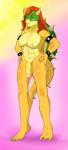 anthro balls breasts crossgender flaccid genitals gynomorph humanoid_genitalia humanoid_penis intersex looking_at_viewer nipples non-mammal_balls non-mammal_breasts non-mammal_nipples nude penis solo glazed_(artist) mario_bros nintendo bowser koopa scalie