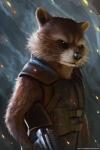 anthro brown_body brown_fur clothed clothing fur holding_object holding_weapon male ranged_weapon solo weapon whiskers white_body white_fur 7theaven guardians_of_the_galaxy marvel rocket_raccoon mammal procyonid raccoon 2016 2:3 half-length_portrait portrait