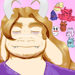age_difference anthro blonde_hair blush clothed clothing eye_bags facial_hair group hair horn male mature_male older_male overweight simple_background pulim-v deltarune my_mom_is_kinda_homeless undertale undertale_(series) alphys asgore_dreemurr carol_holiday gaster king_spade mad_mew_mew rudolph_holiday toriel boss_monster_(undertale) 1:1 2026 absurd_res digital_media_(artwork) hi_res portrait