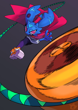 5_fingers anthro biped black_nose blue_body bottomwear clothed clothing ear_piercing fingers footwear male open_mouth pants piercing pose red_clothing red_eyes sharp_teeth shoes simple_background solo teeth white_clothing white_sclera yo-yo qiu-yun pipistrello_and_the_cursed_yoyo pippit_pipistrello bat mammal 2026 hi_res