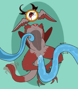 1_eye abdominal_bulge andromorph anthro bdsm blood blood_from_eye blush blush_lines bodily_fluids bondage bound digitigrade egg egg_insertion feathers feet floating_eye floating_head genitals head_wings horn intersex looking_pleasured oviposition ovipositor_penetration penetration red_body restrained_arms restrained_legs restrained_wings scar sex simple_background solo tail tail_motion tailwag talons teal_background tentacle_in_vagina tentacle_penetration tentacle_sex tentacles toes unusual_wing_placement vaginal vaginal_penetration vulva wings allycatboom angel digital_drawing_(artwork) digital_media_(artwork)