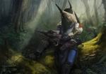 anthro armor black_hair breasts claws clothed clothing detailed_background empty_eyes female forest glowing glowing_eyes gun hair holding_gun holding_object holding_ranged_weapon holding_rifle holding_weapon horn nature non-mammal_breasts outside plant pulse_rifle_(destiny) ranged_weapon rifle solo tree warlock_(destiny_2) weapon white_body white_eyes white_skin nomax destiny_(video_game) ravegeam arthropod butterfly fish insect lepidopteran marine monarch_butterfly shark 2015 portrait three-quarter_portrait