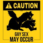 anal anal_penetration anthro duo hazard_pictogram male male/male male_penetrated penetration penile penile_penetration penis_in_ass pictogram sex sign simple_background text warning_sign yellow_and_black turbofurr canid canine canis mammal wolf 1:1 english_text hi_res monochrome reaction_image