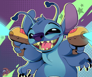 4_arms 4_fingers abstract_background ambiguous_gender antennae_(anatomy) anthro biped black_eyes blue_body blue_fur blue_nose blue_pawpads chest_tuft dipstick_antennae dual_wielding energy fingers fur head_tuft holding_object holding_weapon logo looking_at_viewer multi_arm multi_limb multicolored_antennae narrowed_eyes notched_ear open_mouth open_smile pawpads plasma_blaster_(lilo_and_stitch) plasma_gun ranged_weapon smile smiling_at_viewer solo standing tuft weapon joaojohndraws disney lilo_and_stitch stitch_(lilo_and_stitch) alien experiment_(lilo_and_stitch) 2025 artist_logo hi_res watermark male_(lore)