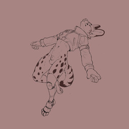 animal_genitalia anthro balls bottomless clothed clothing eyes_closed fully_sheathed genitals jacket male sheath simple_background solo spread_arms topwear weightlessness bedtime_buck felid felinae feline mammal 1:1 monochrome