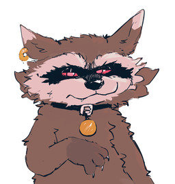 annoyed anthro bdsm brown_body brown_fur claws collar ear_piercing ear_ring fur male petplay piercing red_eyes ring_piercing roleplay solo freakpaws guardians_of_the_galaxy marvel rocket_raccoon mammal procyonid raccoon hi_res