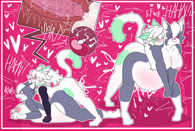 abdominal_bulge all_fours anthro anthro_on_anthro anthro_penetrated anthro_penetrating anthro_penetrating_anthro areola balls belly bent_over black_nose blush bodily_fluids cervical_contact cervical_penetration cervix cum cum_in_uterus cum_in_vagina cum_inflation cum_inside cum_overflow desperation dipstick_ears dipstick_tail duo ear_markings empty_eyes eyes_closed female female_anthro female_penetrated femboy from_behind_position fur genital_fluids genitals gloves_(marking) green_body green_fur grey_body grey_fur hair heart_symbol hug hugging_another hugging_from_behind humping impregnation inflation internal internal_vaginal larger_female leaning leaning_forward leg_markings long_hair looking_pleasured male male/female male_anthro male_penetrating male_penetrating_female markings multicolored_ears navel nipples nude nude_anthro nude_female nude_male on_ground open_mouth orgasm outie_navel ovum penetration penile_spines penis pink_areola pink_nipples pink_penis pink_tongue plap ponytail prone_bone_position prosthetic robotic_arm sex shaking simple_background simple_eyes size_difference socks_(marking) speed_bump_position sperm_cell splurt spots standing_doggystyle tail tail_markings tears text thick_thighs thrusting tiptoes tongue tongue_out trembling uterus vaginal vaginal_penetration white_body white_fur white_hair white_inner_ear x-ray_view lewdylithical matt_(exyli) vivian_(exyli) felid feline mammal absurd_res english_text hi_res