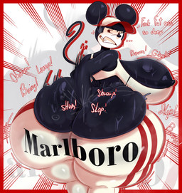 anal_fluids anthro big_breasts big_butt black_body black_fur bodily_fluids bottomwear bra breasts butt butt_cleavage cigarette cigarette_in_mouth clothing dialogue digging_into_butt female fur hat headgear headwear huge_breasts huge_butt leggings legwear looking_back nipple_slip object_in_mouth onomatopoeia profanity red_clothing red_hat red_headwear smoking solo sound_effects sweat sweaty_breasts sweaty_butt tail text text_on_bottomwear text_on_clothing text_on_legwear thick_thighs thin_tail tight_clothing translucent translucent_bra translucent_clothing translucent_leggings translucent_legwear translucent_underwear underwear wet wet_clothing white_bra white_clothing white_hat white_headwear white_leggings white_legwear white_underwear rabbit5gamer disney marlboro_(brand) minnie_mouse mammal mouse murid murine rodent 2026 absurd_res digital_drawing_(artwork) digital_media_(artwork) english_text hi_res