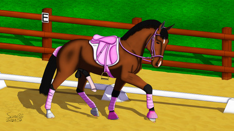 anatomically_correct anatomically_correct_genitalia anatomically_correct_penis animal_genitalia animal_penis balls big_penis black_balls black_body black_mane black_penis black_tail bridle brown_body brown_eyes day detailed_background equine_genitalia equine_penis erection fence feral flared_penis genitals grass hooves horizontal_pupils leg_markings looking_at_viewer male mane markings medial_ring mount multicolored_penis outside penis pink_penis plant pupils quadruped reins saddle sheath socks_(marking) solo tail tail_wraps two_tone_penis unguligrade vein veiny_penis wraps szello equid equine horse mammal 16:9 2021 digital_media_(artwork) hi_res signature widescreen