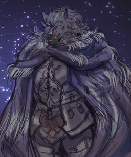 anthro armor cape clothed clothing fur looking_at_viewer male muscular muscular_anthro muscular_male night outside scar smile snow snowing solo standing teeth tuft vhkansfweer elden_ring fromsoftware blaidd_(elden_ring) canid canine canis mammal wolf 2022 absurd_res hi_res