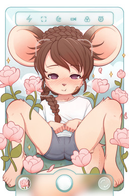 5_fingers 5_toes anthro band-aid bandage big_ears biped blush bottomwear brown_hair butt camera_view claws clothed clothing detailed_background feet female fingers flat_chested flower front_view fur hair hotpants light_body light_fur loli looking_at_viewer pink_body plant purple_eyes shirt shorts solo spread_legs spreading tan_body tan_fur teasing toe_claws toes topwear young young_anthro young_female monchichiwa mammal rodent 2023 absurd_res archived_source hi_res