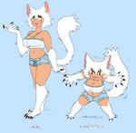 :3 animal_arms animal_legs big_breasts bottomwear breasts clothed clothing female navel short_stack shorts solo text spoonfayse coru_(spoonfayse) animal_humanoid cat_humanoid felid felid_humanoid feline feline_humanoid humanoid mammal mammal_humanoid english_text