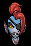 2016 2d-dungeon alpha_channel animated anthro eye_patch eyewear female fish hair high_framerate low_res marine red_hair short_playtime simple_background solo transparent_background undertale undertale_(series) undyne